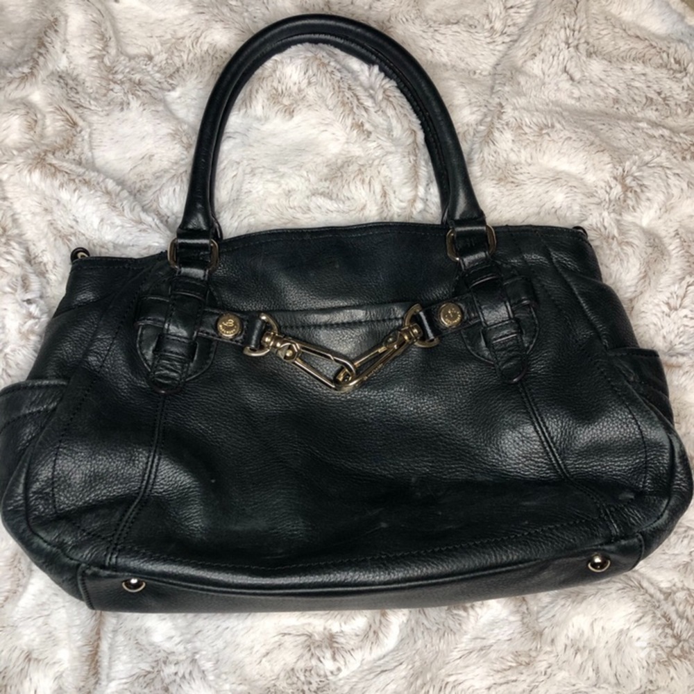 B. Makowsky Black Leather Purse with strap
